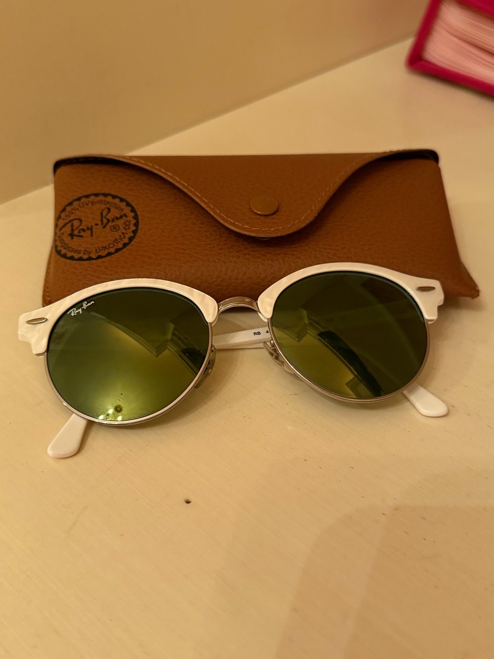 Ray-Ban Women's Sunglasses - White Frames with Green Lenses